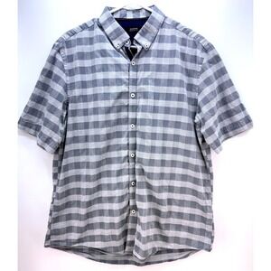 Gray Plaid Short Sleeve Button Up Shirt Sz L Preppy Normcore Hipster Chore Shirt